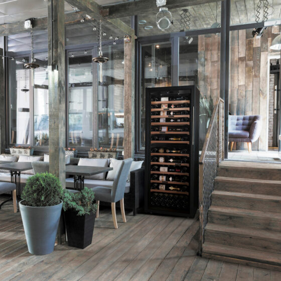 Cave à vin de service EuroCave La Première, conçue pour les professionnels de la restauration, offrant une température précise et un design élégant en verre et métal.